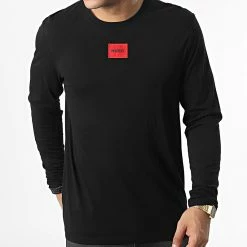 Le moins cher ✨ Tee 👕 Shirt Manches Longues Diragolo 50482095 Noir de HUGO ✔️ -Promos HUGO Boutique hugo 347523 50482095 001 20221114T121148 03