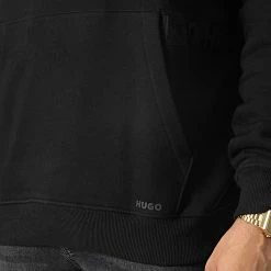 Meilleure vente ✨ Sweat Capuche A Bandes Dlementine 50475337 Noir de HUGO 💯 -Promos HUGO Boutique hugo 347609 50475337 001 20221117T155836 02